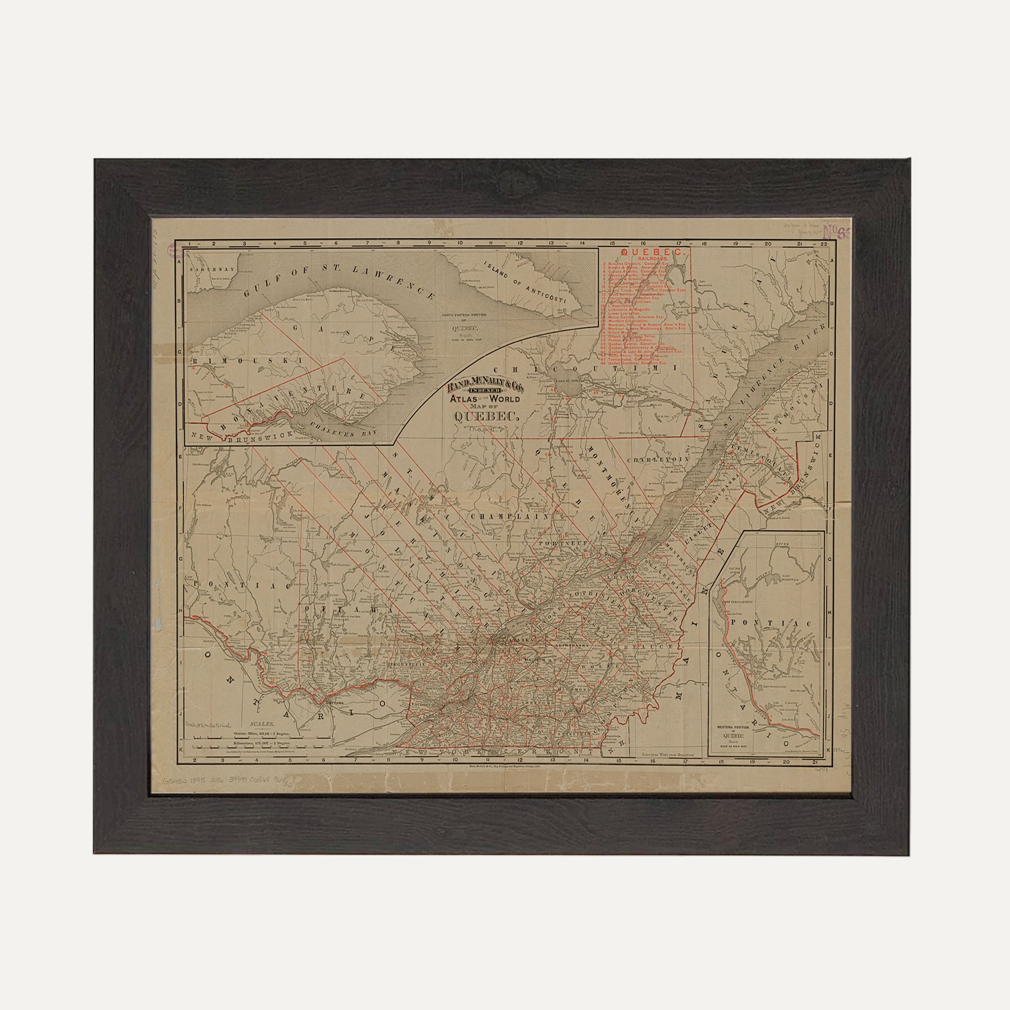 Impression sur papier beaux-arts- Carte historique vintage - Québec