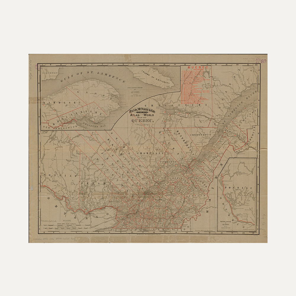 FINE ART PRINT - Vintage historic map Quebec 