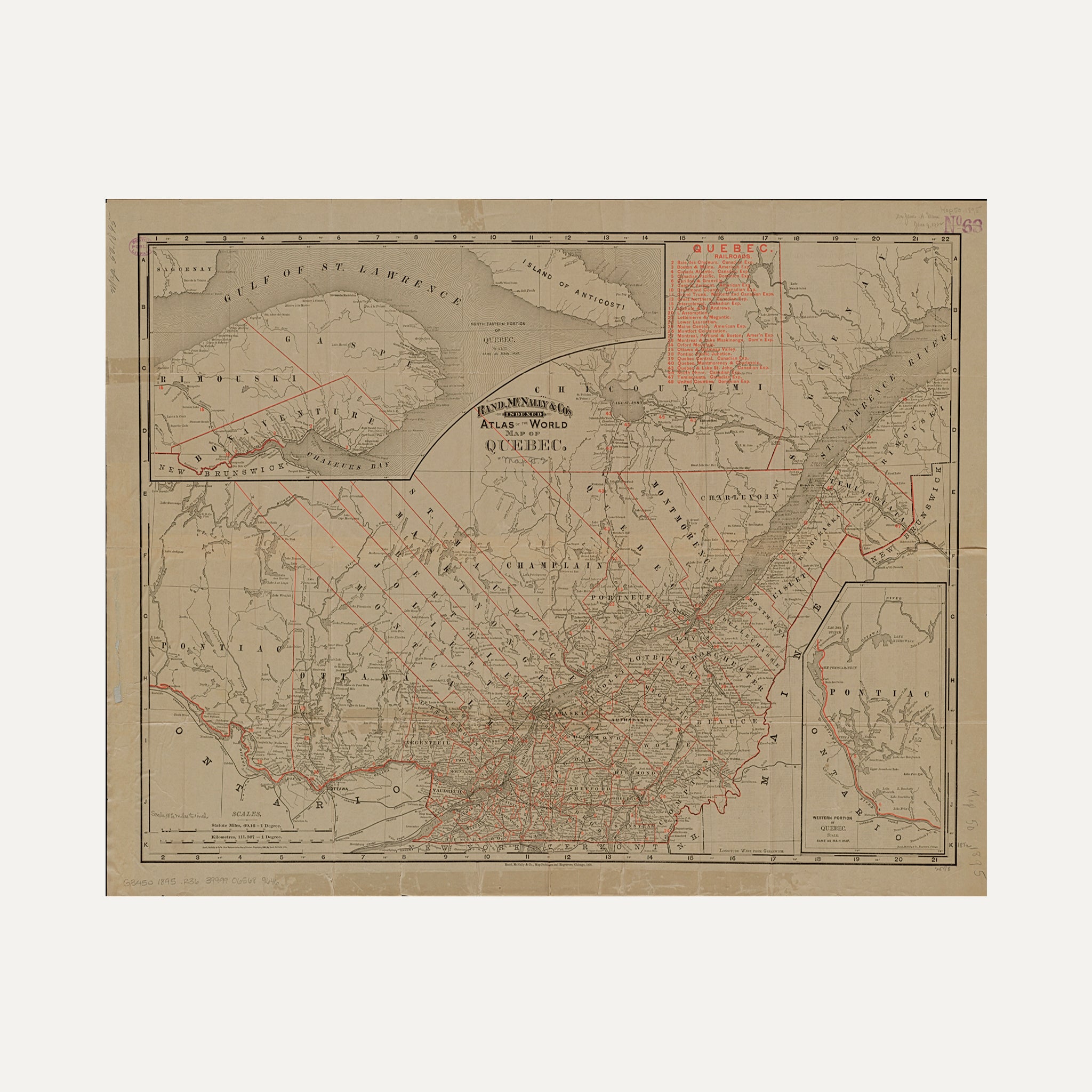 Impression sur papier beaux-arts- Carte historique vintage - Québec