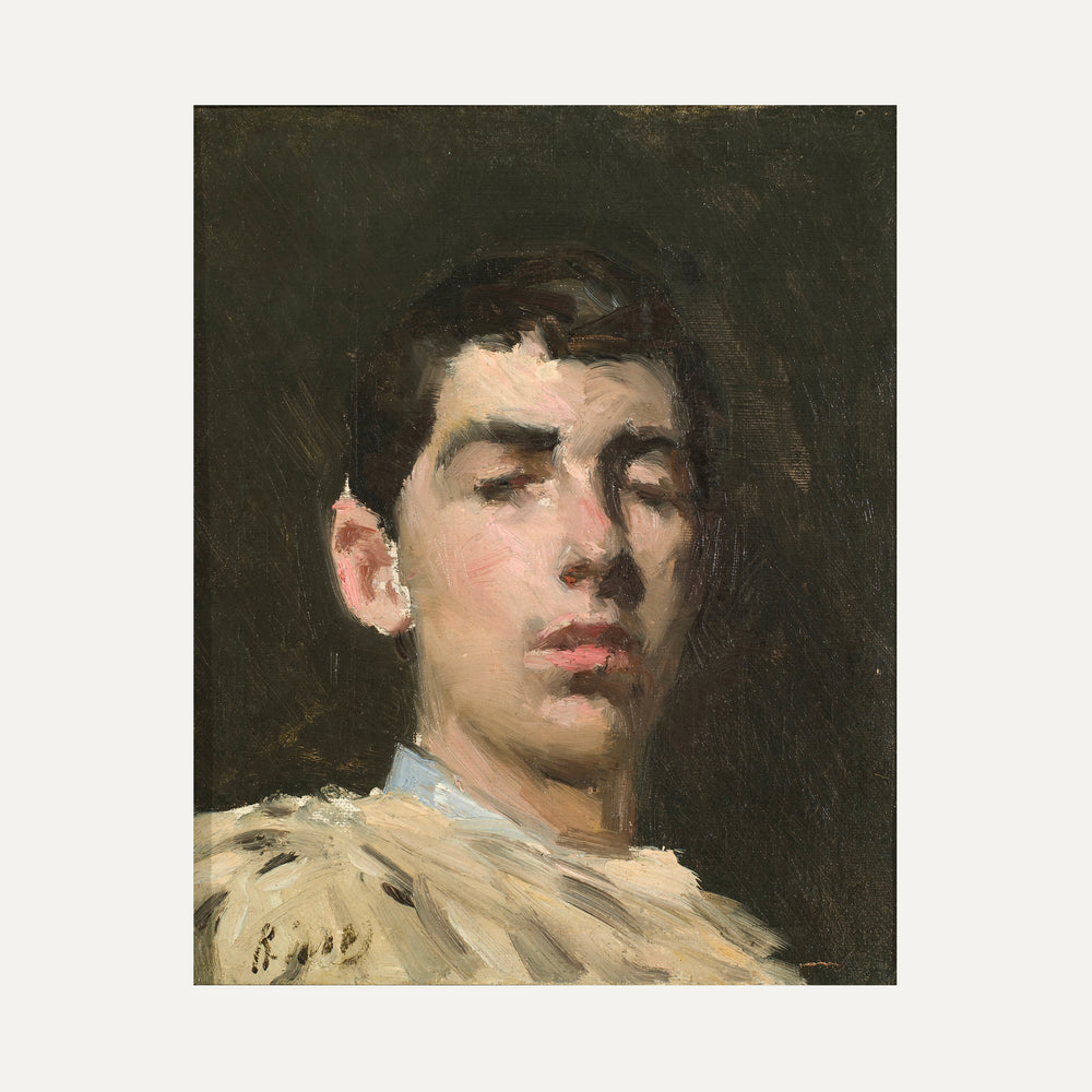 Vintage fine art print – Classic self-portrait of a man by Ramón Casas. Timeless painting for sophisticated wall decor.