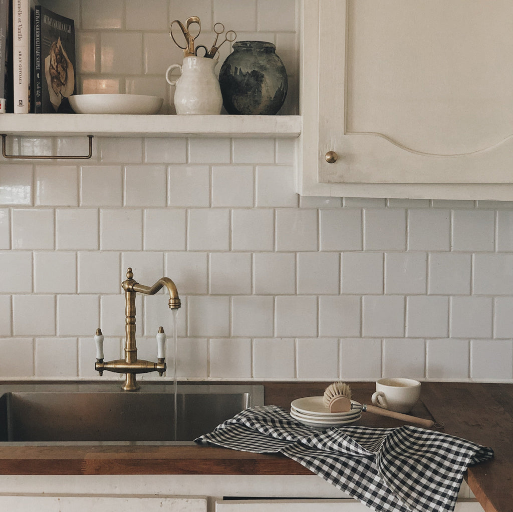 Accessoire de décoration maison Linge de cuisine en lin à carreaux vintage Sur mon X