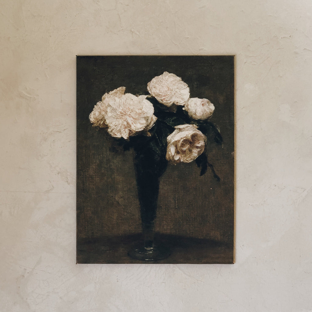Toile rigide - bouquet de fleurs blanches